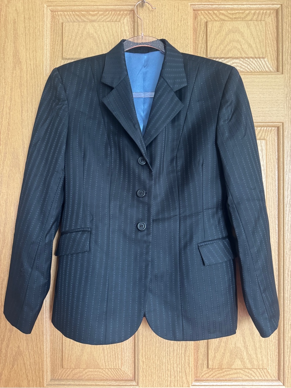 Marigold Riding Apparel Equestrian Show Coat Blazer Black Pinstripe English